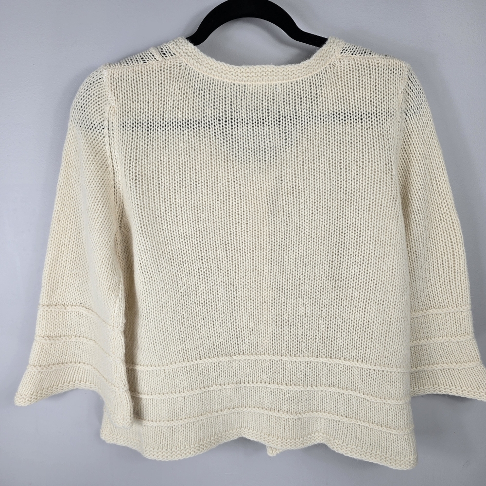 Tabitha Lambswool Angora Cream Ivory Cardigan Sweater 3/4 Sleeve Size Large - Picture 7 of 8